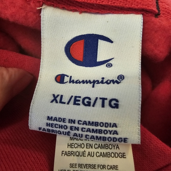 Red Champion Women's C Banner Standard Pullover Hoodie - Picture 6 of 12